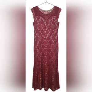 Elegant Lace Red Slip Dress